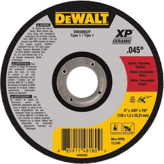 DeWALT - 5" Ceramic Cutoff Wheel - 0.045" Thick, 7/8" Arbor, 12,200 Max RPM, Use with Angle Grinders - Benchmark Tooling