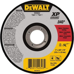DeWALT - 5" Ceramic Cutoff Wheel - 0.04" Thick, 7/8" Arbor, 12,200 Max RPM, Use with Angle Grinders - Benchmark Tooling