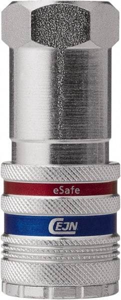 CEJN - 1/2 Female NPT Industrial Pneumatic Hose Safety Coupler - Steel/Brass, 1/2" Body Diam - Benchmark Tooling
