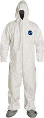 Dupont - Size 2XL Film Laminate General Purpose Coveralls - White, Zipper Closure, Elastic Cuffs, Elastic Ankles, Serged Seams - Benchmark Tooling