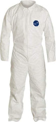 Dupont - Size 3XL Film Laminate General Purpose Coveralls - White, Zipper Closure, Open Cuffs, Open Ankles, Serged Seams - Benchmark Tooling