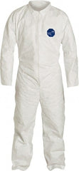 Disposable Coveralls: Size 2X-Large, 1.2 oz, Film Laminate, Zipper Closure White, Serged Seam, Open Cuff, Open Ankle, ISO Non-Cleanroom Class