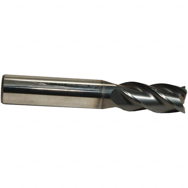 Emuge - 7/16" Diam, 1" LOC, 4 Flute Solid Carbide Roughing & Finishing End Mill - CrN Finish, 2-3/4" OAL, 7/16" Shank Diam, Cylindrical Shank, 38° Helix, Centercutting, Regular Length - Benchmark Tooling