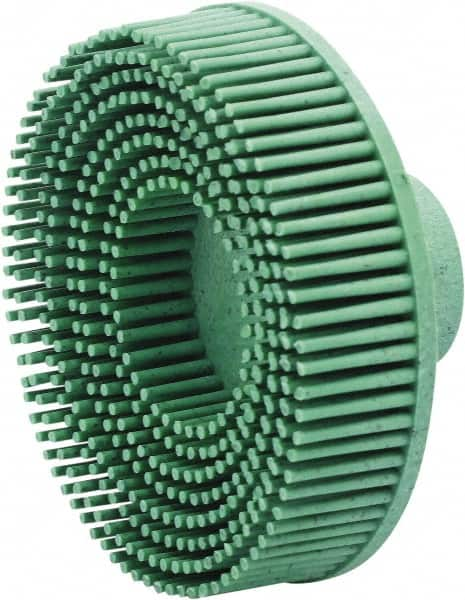 Value Collection - 3" 50 Grit Ceramic Straight Disc Brush - Threaded Hole Connector, 5/8" Trim Length, 1/4-20 Threaded Arbor Hole - Benchmark Tooling