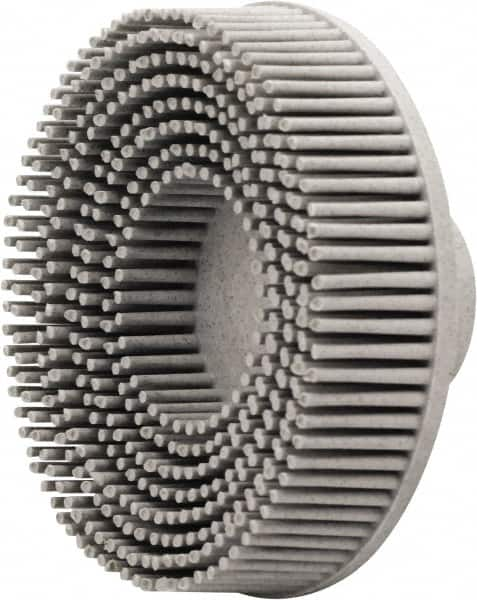 Value Collection - 3" 120 Grit Ceramic Straight Disc Brush - Threaded Hole Connector, 5/8" Trim Length, 1/4-20 Threaded Arbor Hole - Benchmark Tooling