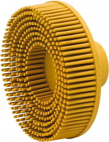 Value Collection - 3" 80 Grit Ceramic Straight Disc Brush - Threaded Hole Connector, 5/8" Trim Length, 1/4-20 Threaded Arbor Hole - Benchmark Tooling