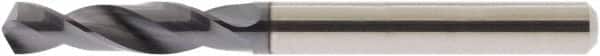 Accupro - #39 118° Spiral Flute Solid Carbide Screw Machine Drill Bit - AlTiN Finish, Right Hand Cut, 14mm Flute Length, 43mm OAL, Straight Shank - Benchmark Tooling