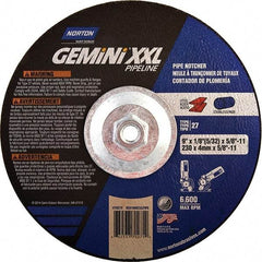 Norton - 30 Grit, 9" Wheel Diam, 1/8" Wheel Thickness, Type 27 Depressed Center Wheel - Extra Coarse Grade, Aluminum Oxide, 6,600 Max RPM - Benchmark Tooling