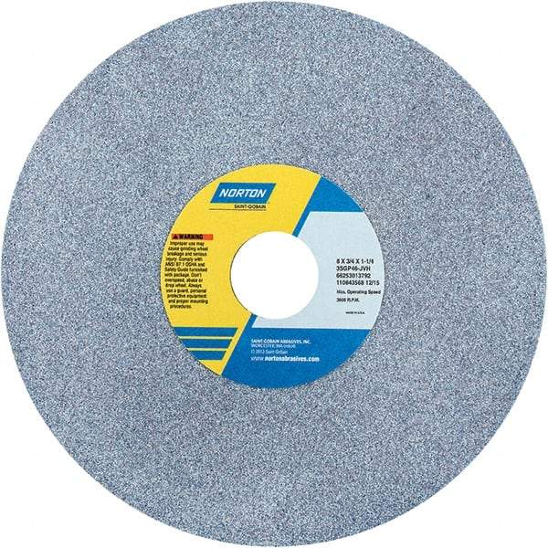 Norton - 8" Diam x 1-1/4" Hole x 3/4" Thick, J Hardness, 46 Grit Surface Grinding Wheel - Ceramic, Type 1, Coarse Grade, 3,600 Max RPM - Benchmark Tooling