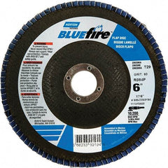 Norton - 80 Grit, 6" Disc Diam, 7/8" Center Hole, Type 29 Zirconia Alumina Flap Disc - 10,200 Max RPM, Fiberglass Backing, Arbor Attaching System, Coated - Benchmark Tooling