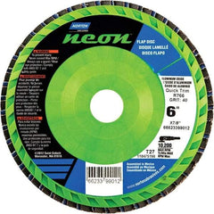 Norton - 80 Grit, 6" Disc Diam, 7/8" Center Hole, Type 27 Zirconia Alumina Flap Disc - 10,200 Max RPM, Polyester Backing, Arbor Attaching System, Coated - Benchmark Tooling