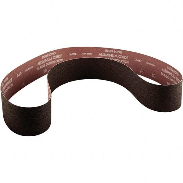 Norton - 4" Wide x 36" OAL, 100 Grit, Aluminum Oxide Abrasive Belt - Aluminum Oxide, Coated, X Weighted Cloth Backing - Benchmark Tooling