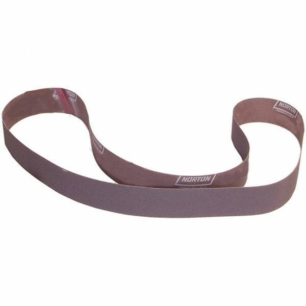 Norton - 2" Wide x 72" OAL, 220 Grit, Aluminum Oxide Abrasive Belt - Aluminum Oxide, Coated, X Weighted Cloth Backing - Benchmark Tooling