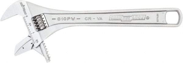 Channellock - 1-9/16" Jaw Capacity, 10" Standard Adjustable Wrench - Chrome Vanadium Steel, Chrome Finish, 10-1/4" OAL - Benchmark Tooling