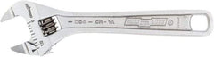 Channellock - 1/2" Jaw Capacity, 4" Standard Adjustable Wrench - Chrome Vanadium Steel, Chrome Finish, 4-1/2" OAL - Benchmark Tooling