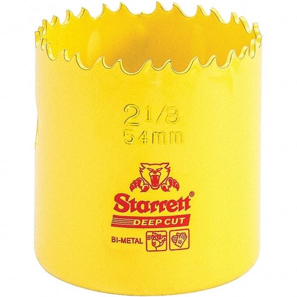 Starrett - 2-1/8" Diam, 2" Cutting Depth, Hole Saw - High Speed Steel Saw, Toothed Edge - Benchmark Tooling