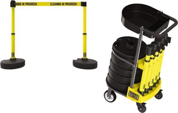 Banner Stakes - 42-1/2" High Plastic Pedestrian Barrier - 15' Long Rope - Benchmark Tooling