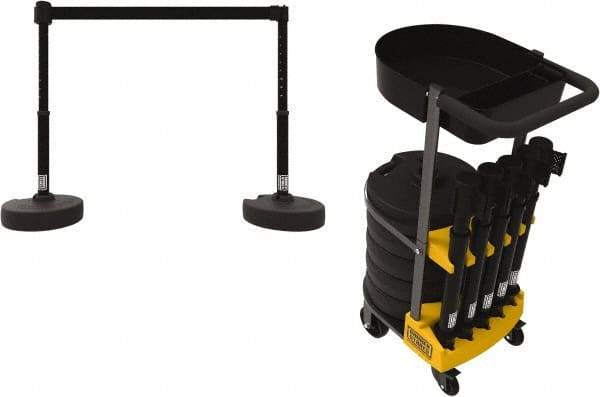 Banner Stakes - 42-1/2" High Plastic Pedestrian Barrier - 15' Long Rope - Benchmark Tooling