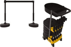Banner Stakes - 42-1/2" High Plastic Pedestrian Barrier - 15' Long Rope - Benchmark Tooling