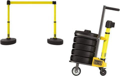 Banner Stakes - 42-1/2" High Plastic Pedestrian Barrier - 15' Long Rope - Benchmark Tooling