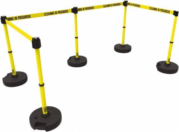 Banner Stakes - 42" High Plastic Pedestrian Barrier - 15' Long Rope - Benchmark Tooling