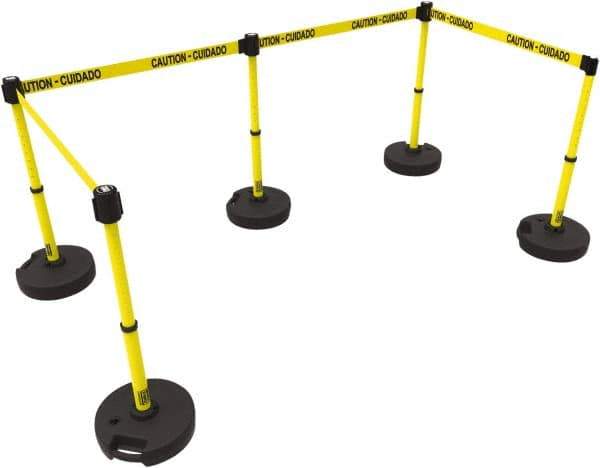 Banner Stakes - 42" High Plastic Pedestrian Barrier - 15' Long Rope - Benchmark Tooling