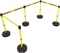 Banner Stakes - 42" High Plastic Pedestrian Barrier - 15' Long Rope - Benchmark Tooling