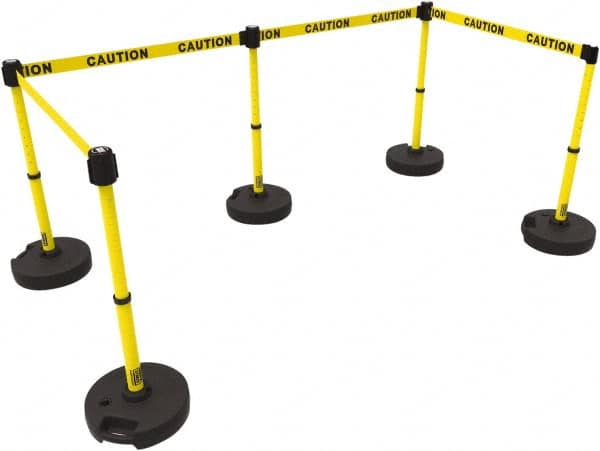 Banner Stakes - 42" High Plastic Pedestrian Barrier - 15' Long Rope - Benchmark Tooling