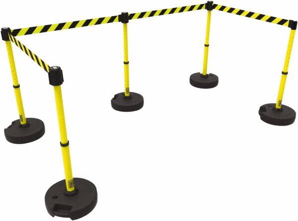 Banner Stakes - 42" High Plastic Pedestrian Barrier - 15' Long Rope - Benchmark Tooling