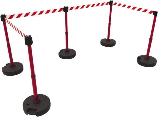 Banner Stakes - 42" High Plastic Pedestrian Barrier - 15' Long Rope - Benchmark Tooling