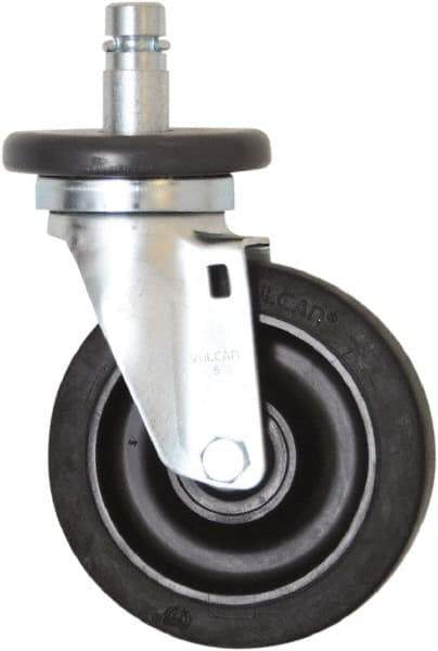 Eagle MHC - 5" Diam x 1-1/4" Wide x 8-1/4" OAH Stem Mount Swivel Caster - Rubber, 300 Lb Capacity, Plain Bearing, 1" Round Stem - Benchmark Tooling