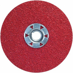 Norton - 4-1/2" Diam 5/8-11 Threaded Hole 80 Grit Fiber Disc - Ceramic Alumina, 11,000 Max RPM - Benchmark Tooling