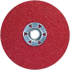 Norton - 4-1/2" Diam 5/8-11 Threaded Hole 50 Grit Fiber Disc - Ceramic Alumina, 11,000 Max RPM - Benchmark Tooling