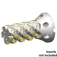 Kennametal - 65 Inserts, 3" Cut Diam, 46.2mm Arbor Diam, 5.262" Max Depth of Cut, Indexable Square-Shoulder Face Mill - 0° Lead Angle, 7-1/2" High, SNHJ1206.. Insert Compatibility, Through Coolant, Series HARVI Ultra 8X - Benchmark Tooling