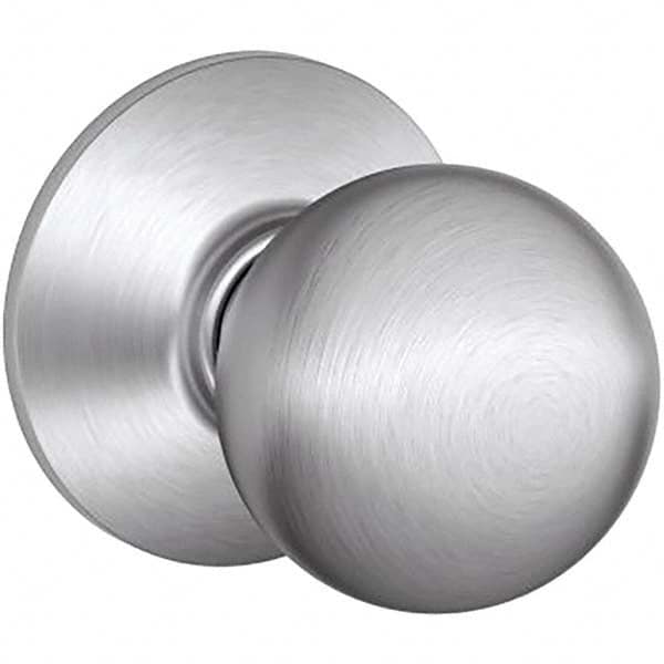 Schlage - 1-3/8 to 1-3/4" Door Thickness, Satin Chrome Passage Knob Lockset - Exact Industrial Supply