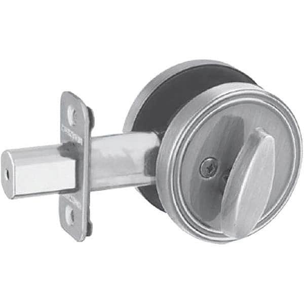 Schlage - 1-5/8 to 1-3/4" Door Thickness, Satin Stainless Steel Finish, One Sided Deadbolt - Exact Industrial Supply