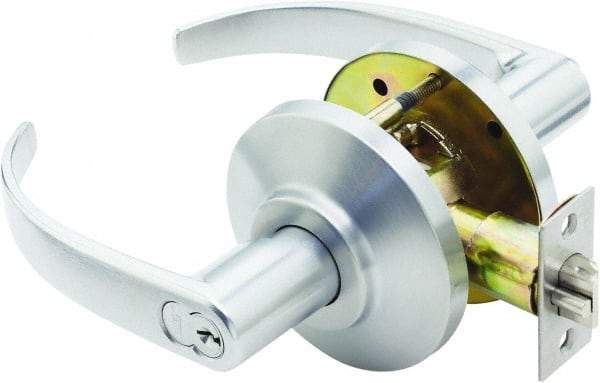 Stanley - Grade 2 Storeroom Lever Lockset for 1-3/8 to 2" Thick Doors - 2-3/4" Back Set, Best SFIC Cylinder, Brass, Satin Chrome Finish - Benchmark Tooling