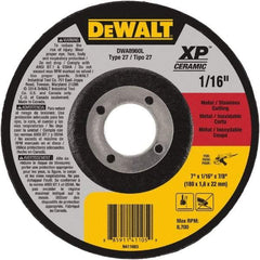 DeWALT - 7" Wheel Diam, 1/16" Wheel Thickness, 7/8" Arbor Hole, Type 27 Depressed Center Wheel - Fine/Coarse Grade, Ceramic, 8,700 Max RPM - Benchmark Tooling