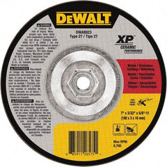DeWALT - 7" Wheel Diam, 3/32" Wheel Thickness, 5/8" Arbor Hole, Type 27 Depressed Center Wheel - Fine/Coarse Grade, Ceramic, 8,700 Max RPM - Benchmark Tooling
