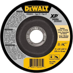 DeWALT - 5" Wheel Diam, 1/8" Wheel Thickness, 5/8" Arbor Hole, Type 27 Depressed Center Wheel - Fine/Coarse Grade, Ceramic, 12,200 Max RPM - Benchmark Tooling