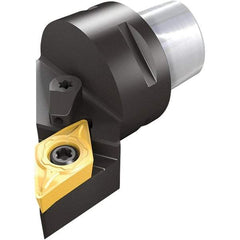 Iscar - Right Hand Cut, Size C4, Various Insert Compatiblity, External Modular Turning & Profiling Cutting Unit Head - 27mm Ctr to Cutting Edge, 50mm Head Length, Through Coolant, Series CAMFIX, Heliturn LD, JetHPLine - Benchmark Tooling