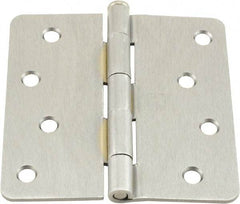 Hager - 4" Wide x 4" High 1/4 Radius Residential Hinge - Round Edge, Steel, Satin Chrome Finish - Benchmark Tooling