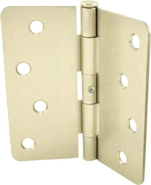 Hager - 4" Wide x 4" High 1/4 Radius Residential Hinge - Round Edge, Steel, Satin Nickel Finish - Benchmark Tooling