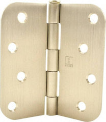 Hager - 4" Wide x 4" High 5/8 Radius Residential Hinge - Round Edge, Steel, Satin Nickel Finish - Benchmark Tooling