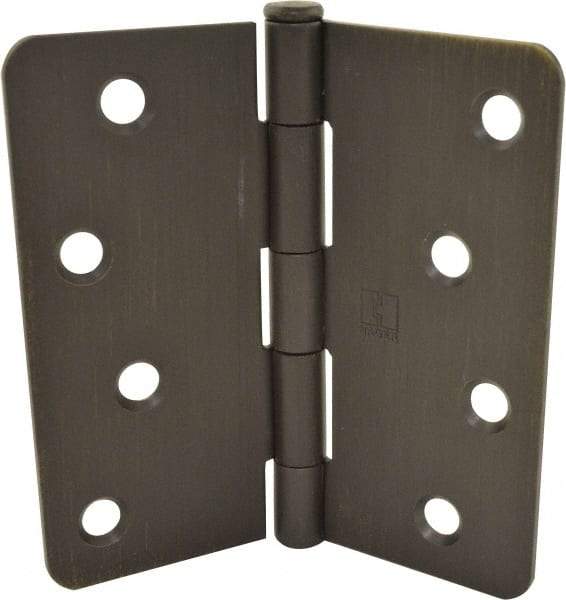 Hager - 4" Wide x 4" High 1/4 Radius Residential Hinge - Round Edge, Steel, Bronze Finish - Benchmark Tooling