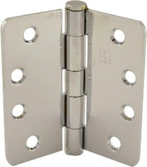 Hager - 4" Wide x 4" High 1/4 Radius Residential Hinge - Round Edge, Steel, Bright Chrome Finish - Benchmark Tooling