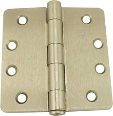Hager - 4" Wide x 4" High 1/4 Radius Residential Hinge - Round Edge, Steel, Satin Nickel Finish - Benchmark Tooling