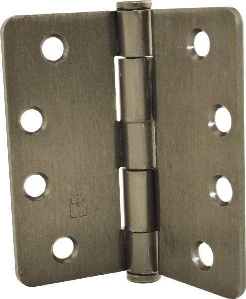 Hager - 4" Wide x 4" High 1/4 Radius Residential Hinge - Round Edge, Steel, Oil Rubbed Bronze Finish - Benchmark Tooling