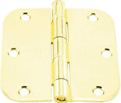 Hager - 3-1/2" Wide x 3-1/2" High 5/8 Radius Residential Hinge - Round Edge, Steel, Bright Brass Finish - Benchmark Tooling