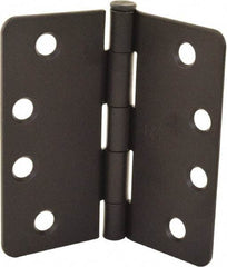 Hager - 4" Wide x 4" High 1/4 Radius Residential Hinge - Round Edge, Steel, Flat Black Finish - Benchmark Tooling